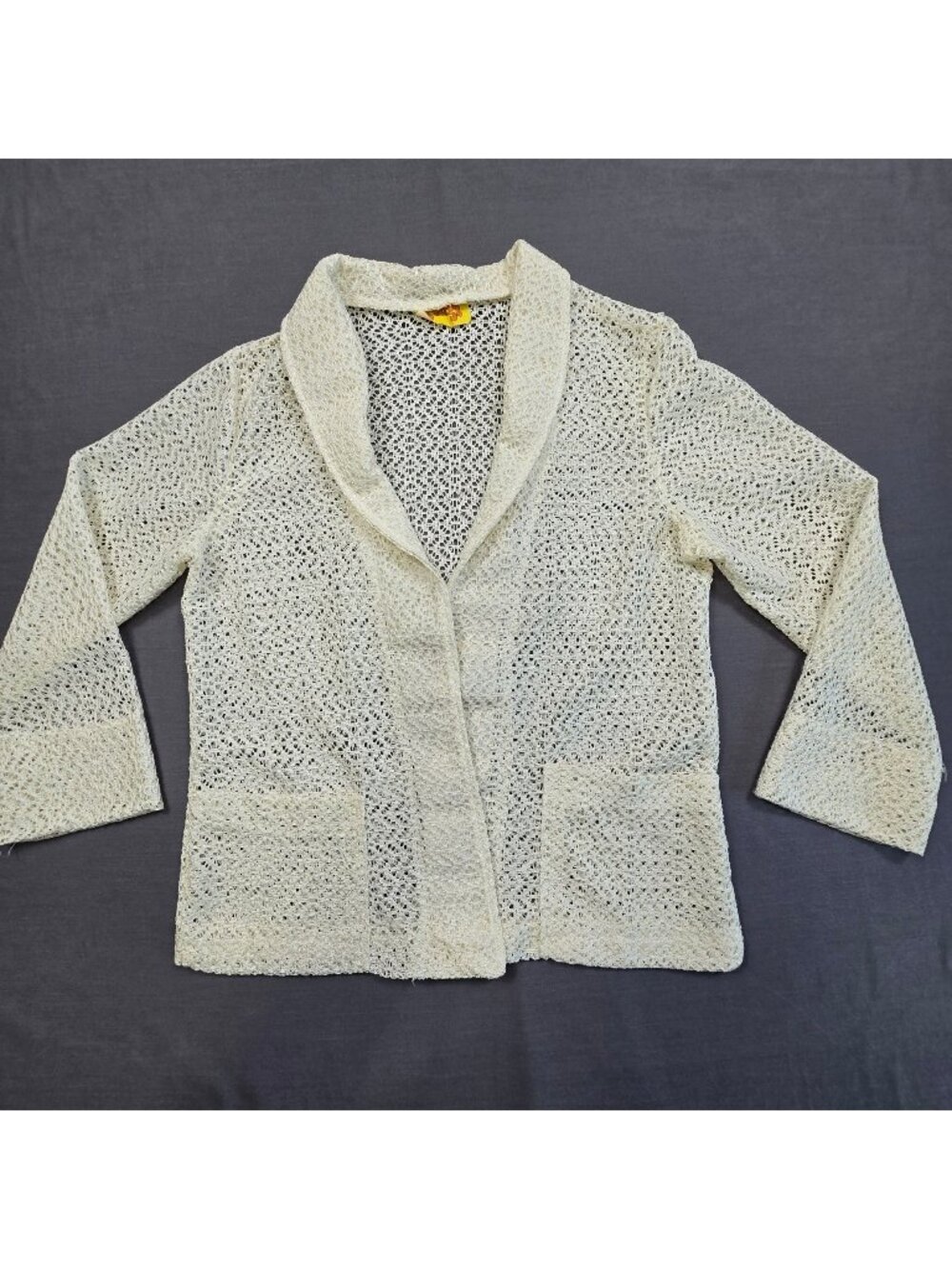 Vintage Georgy Open Knit Cardigan Cream Vintage Crocheted Long Sleeve
